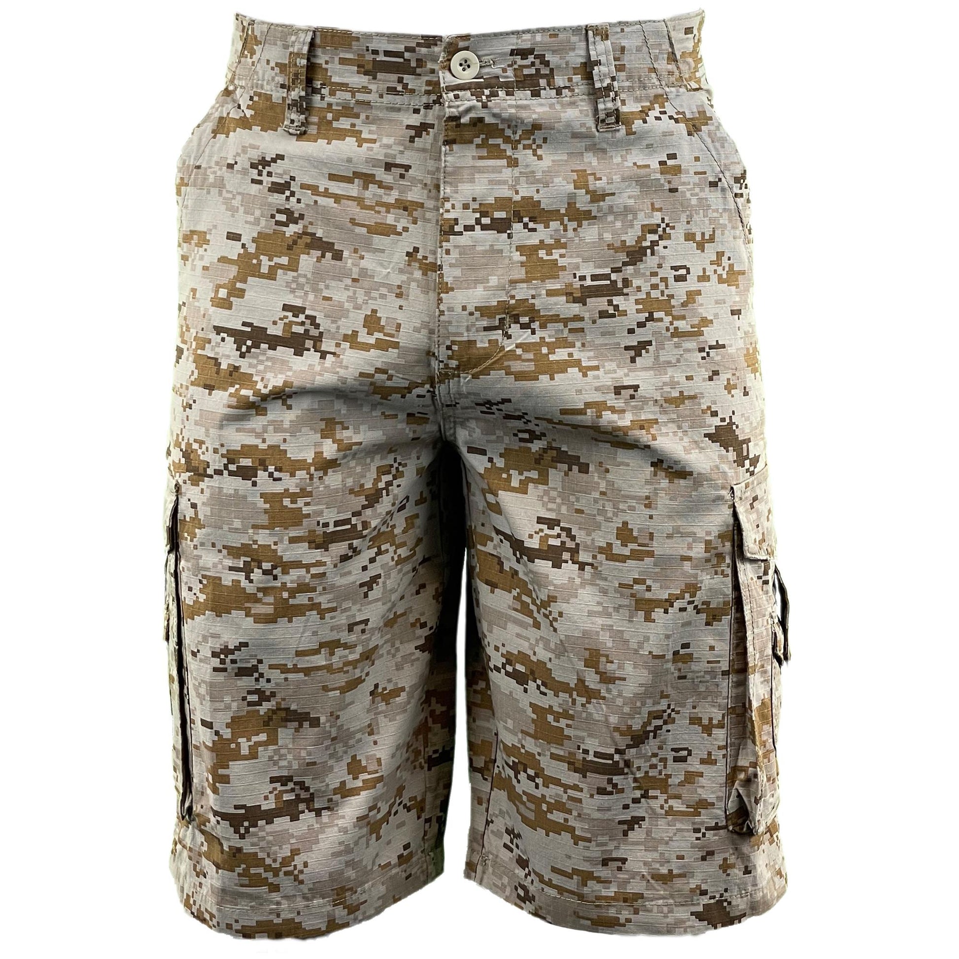 Mens Camo Ripstop Camouflage Cargo Combat Shorts