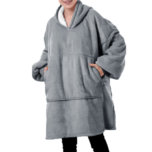 Unisex Men Women Sherpa Fleece Lined Blanket Hoodie Comfy Oversized Hooded Top