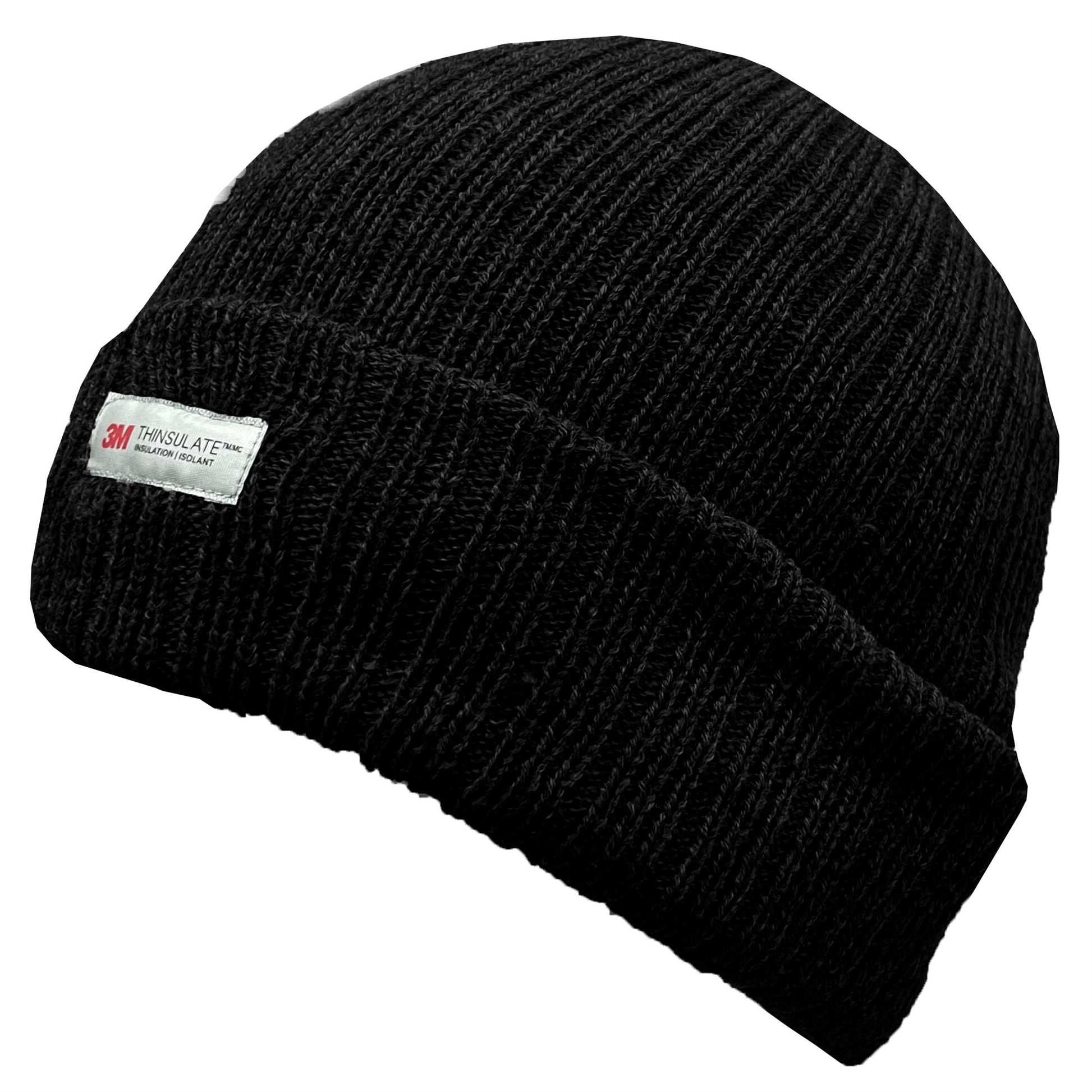 Mens Thinsulate Winter Warm Fleece Lined Ribbed Beanie Hat