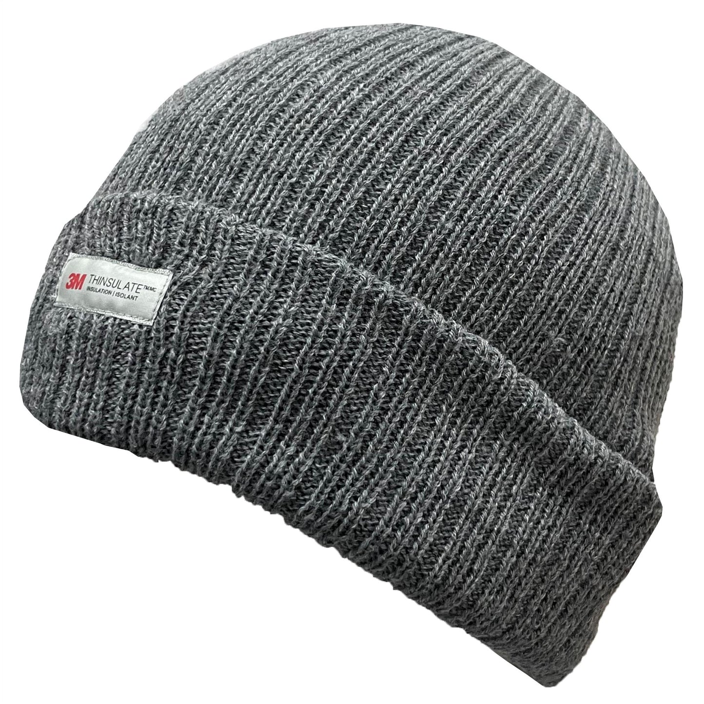 Mens Thinsulate Winter Warm Fleece Lined Ribbed Beanie Hat