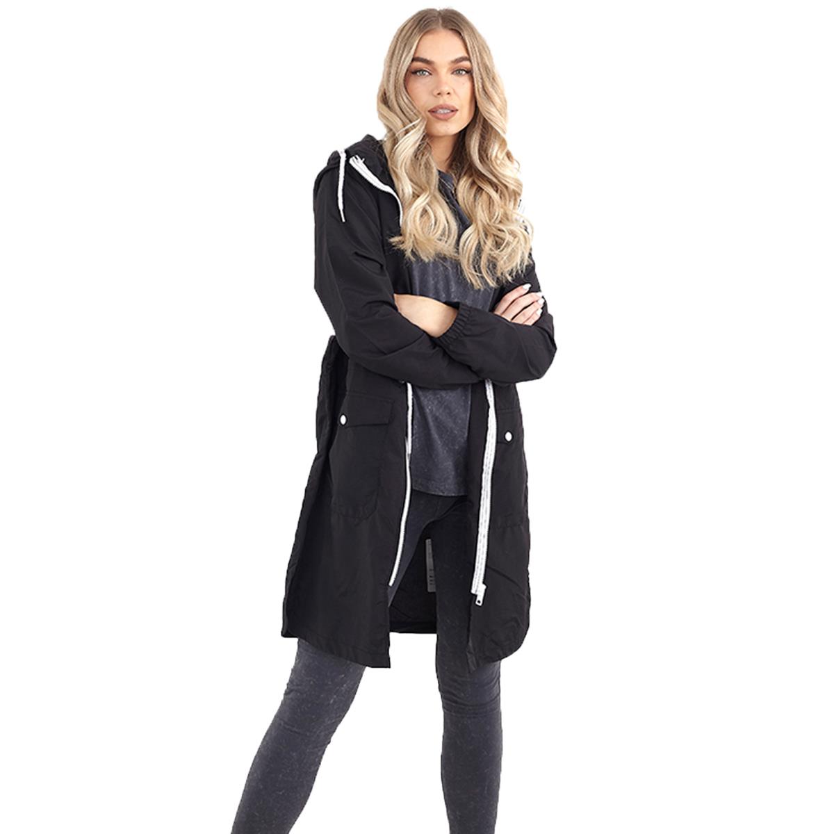 Ladies Brave Soul Devan Lightweight Longline Zip Through Hooded Mac