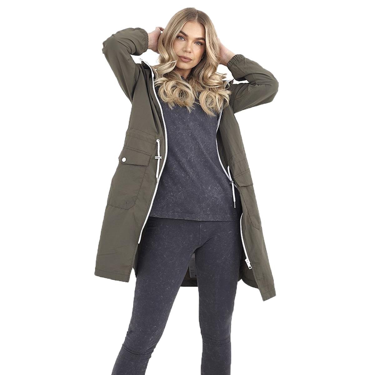 Ladies Brave Soul Devan Lightweight Longline Zip Through Hooded Mac