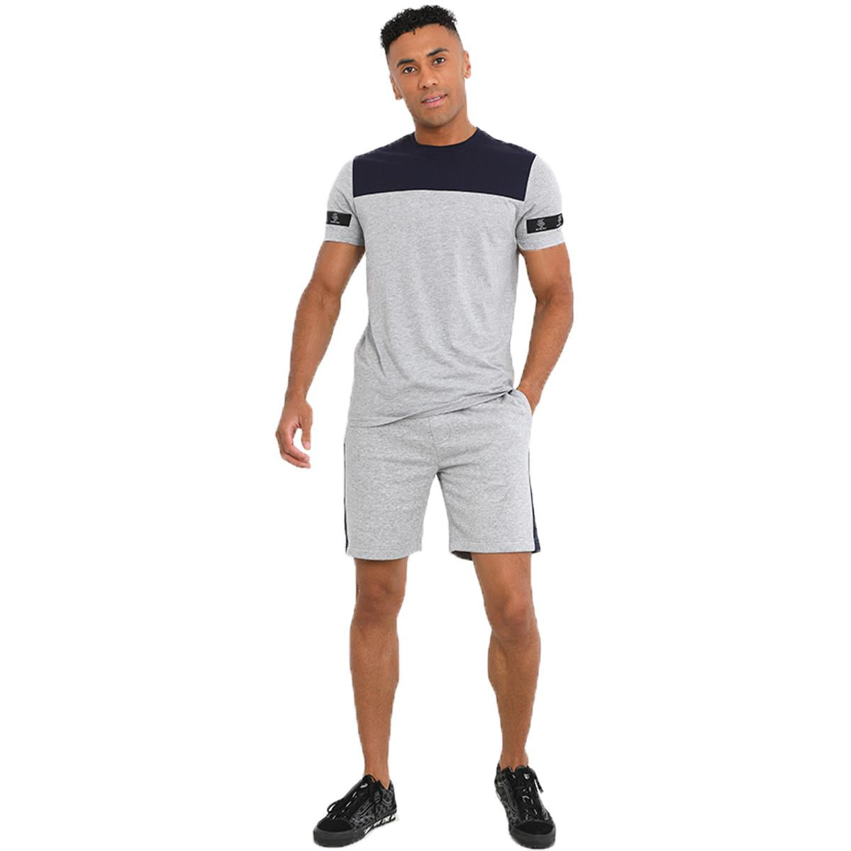 Mens Brave Soul 69Meadvale Short Sleeve Top & Shorts Set - Gym & Sports Kit