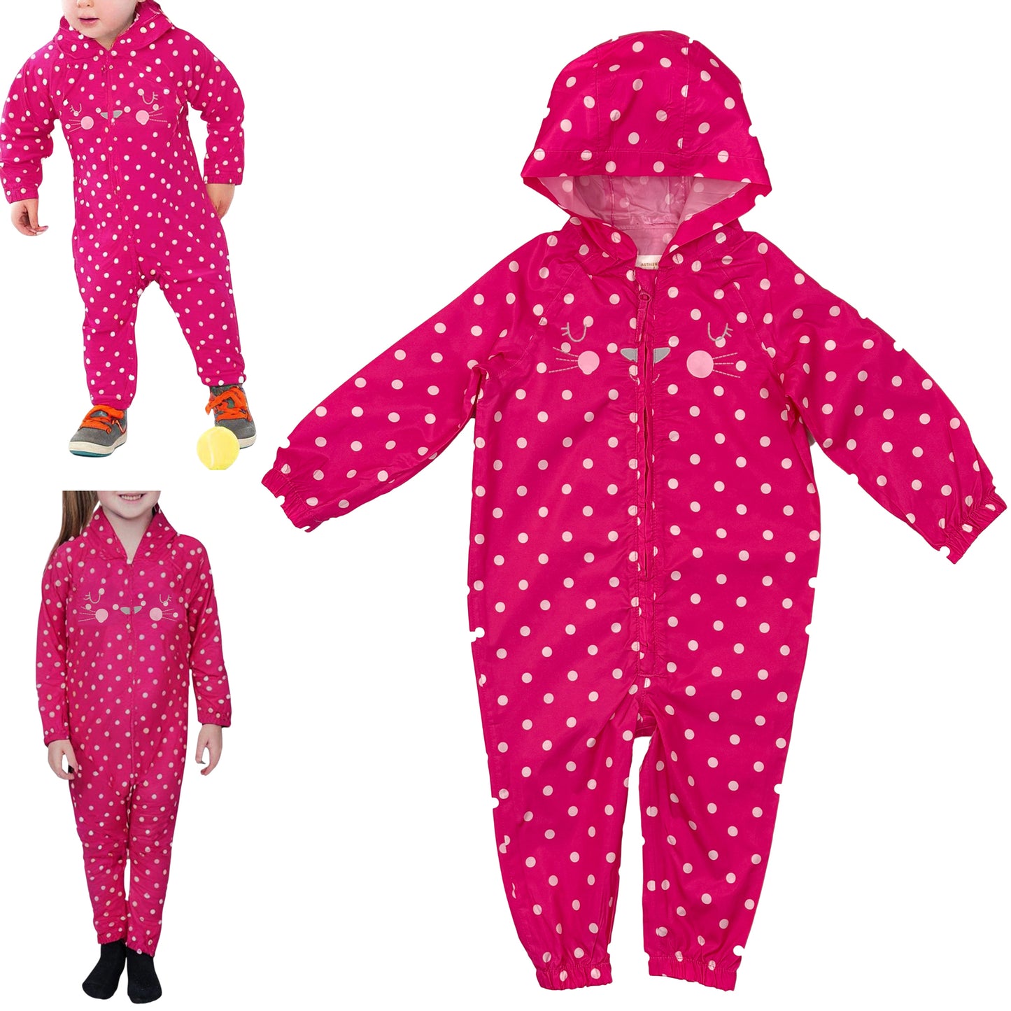 Kids Girls All In One Waterproof Rainsuit