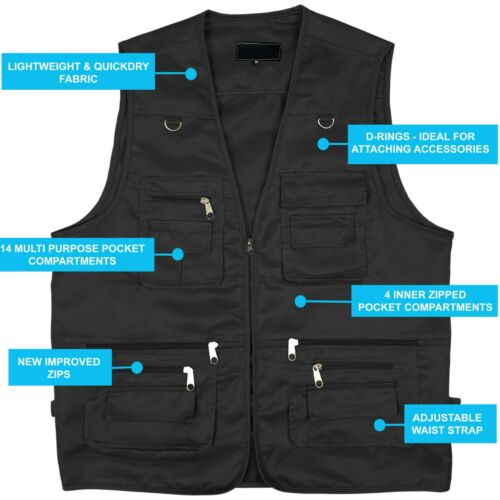 Mens Multi Pocket Utility Vest | Hiking Waistcoat | Fishing Vest