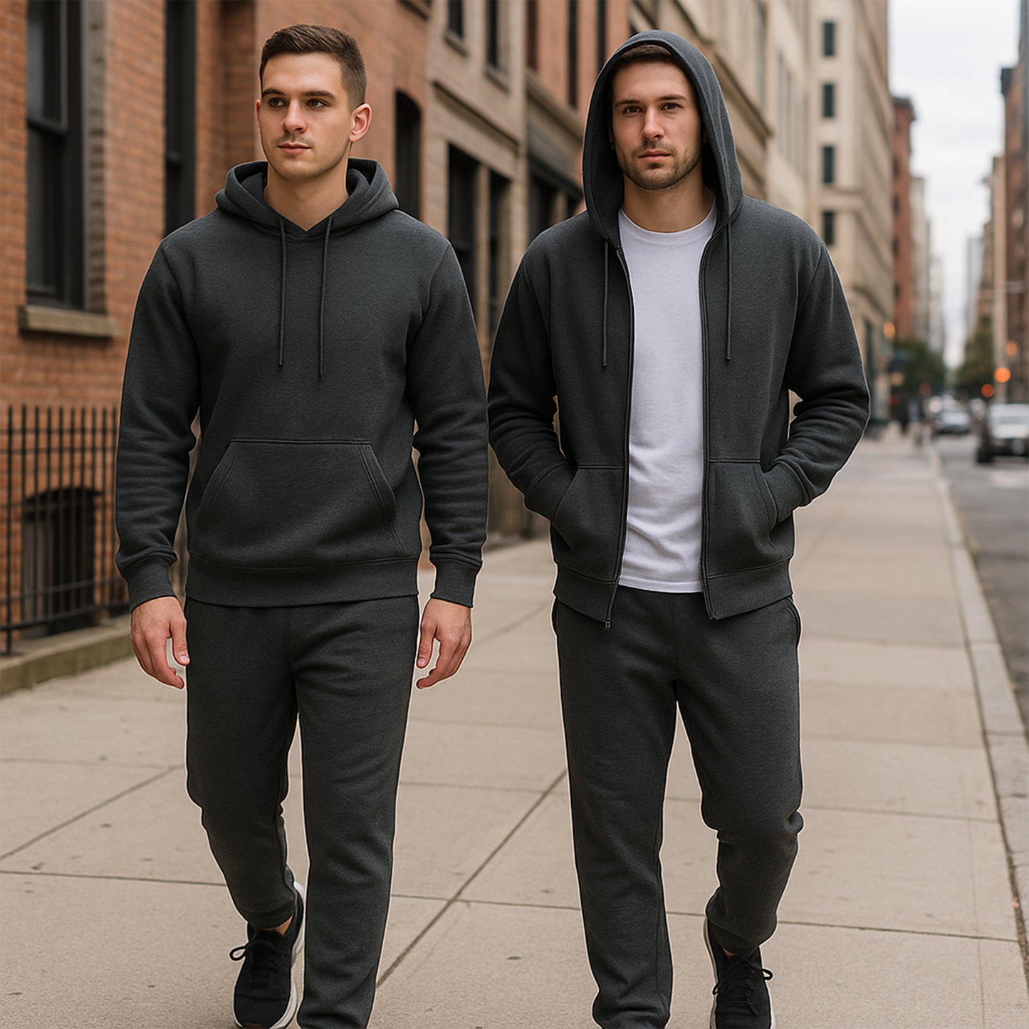 Men’s Plain Zip Hoodie – Fleece Lined, Casual Full Zip Sweatshirt with Hood
