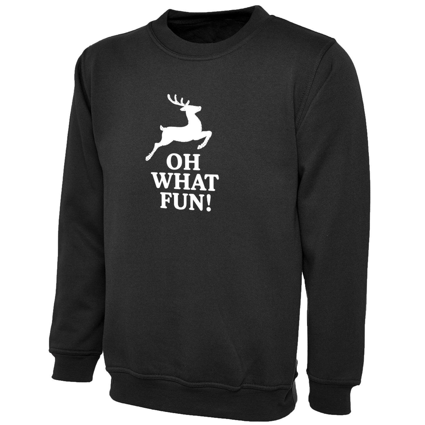 Kids Unisex “OH WHAT FUN!” Christmas Sweatshirt – Festive Novelty Jumper