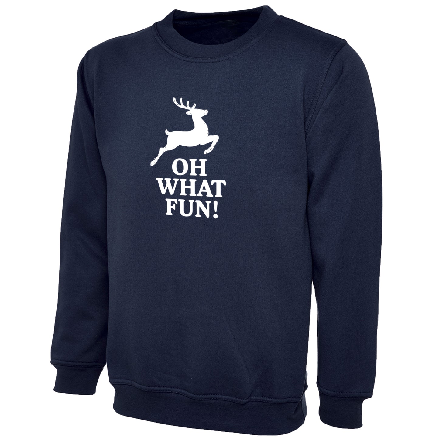 Kids Unisex “OH WHAT FUN!” Christmas Sweatshirt – Festive Novelty Jumper