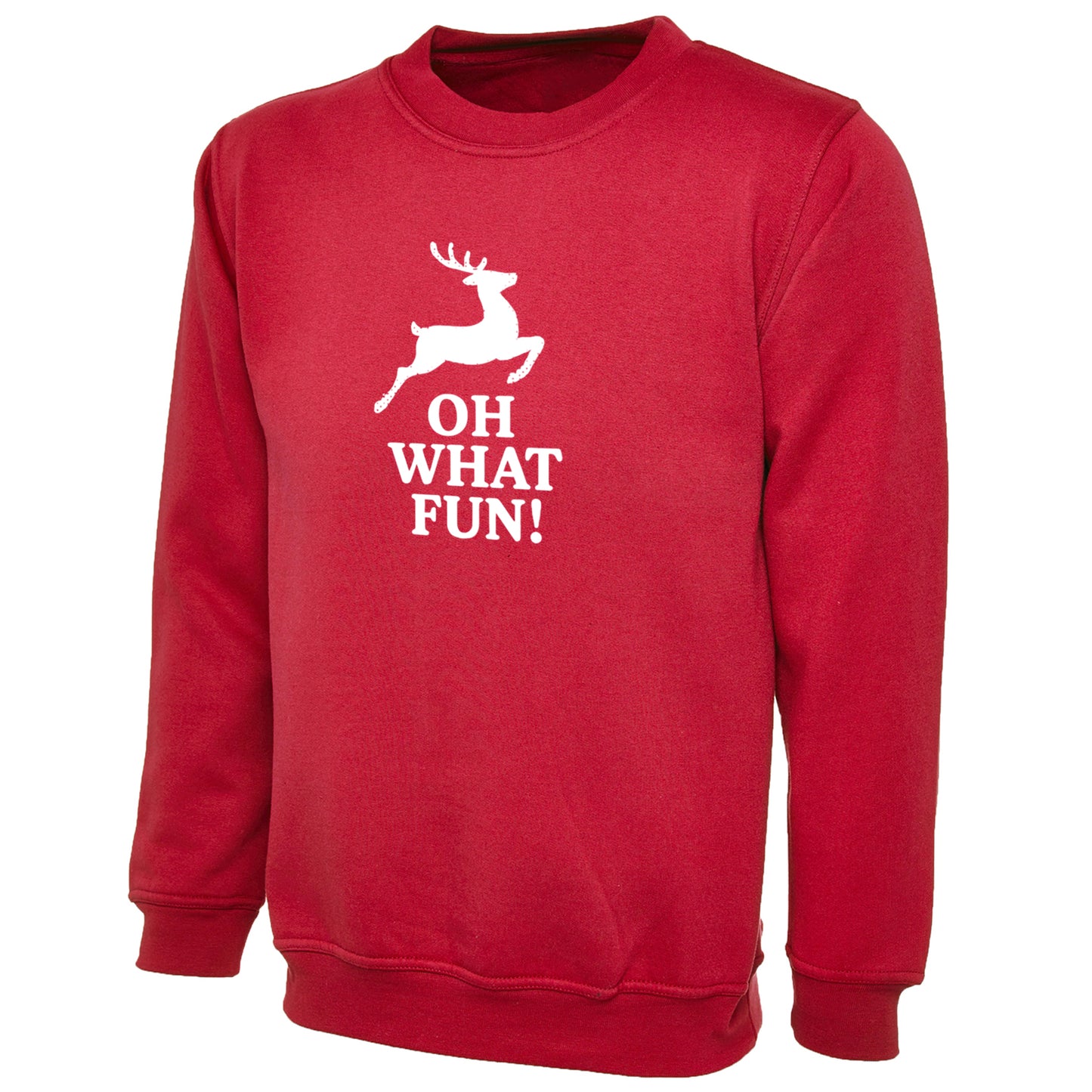 Kids Unisex “OH WHAT FUN!” Christmas Sweatshirt – Festive Novelty Jumper